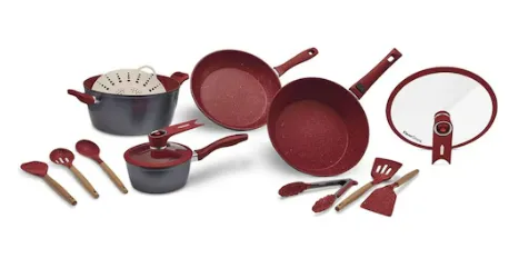 Batería de Cocina Grande Deluxe Rojo 13
