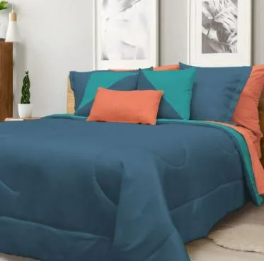 Set de Cama Colors Turquesa/Blue - Matrimonial