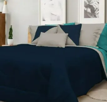 Set de Cama Colors Marino/Gris - Matrimonial