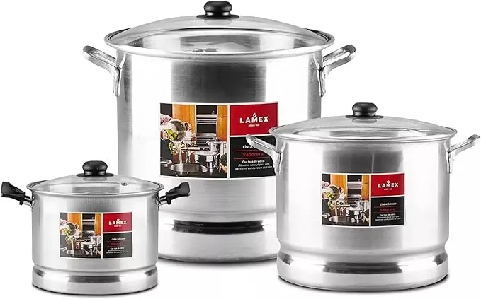 [6823-5] Jugo de 3 Vaporeras c/ tapa de vidrio