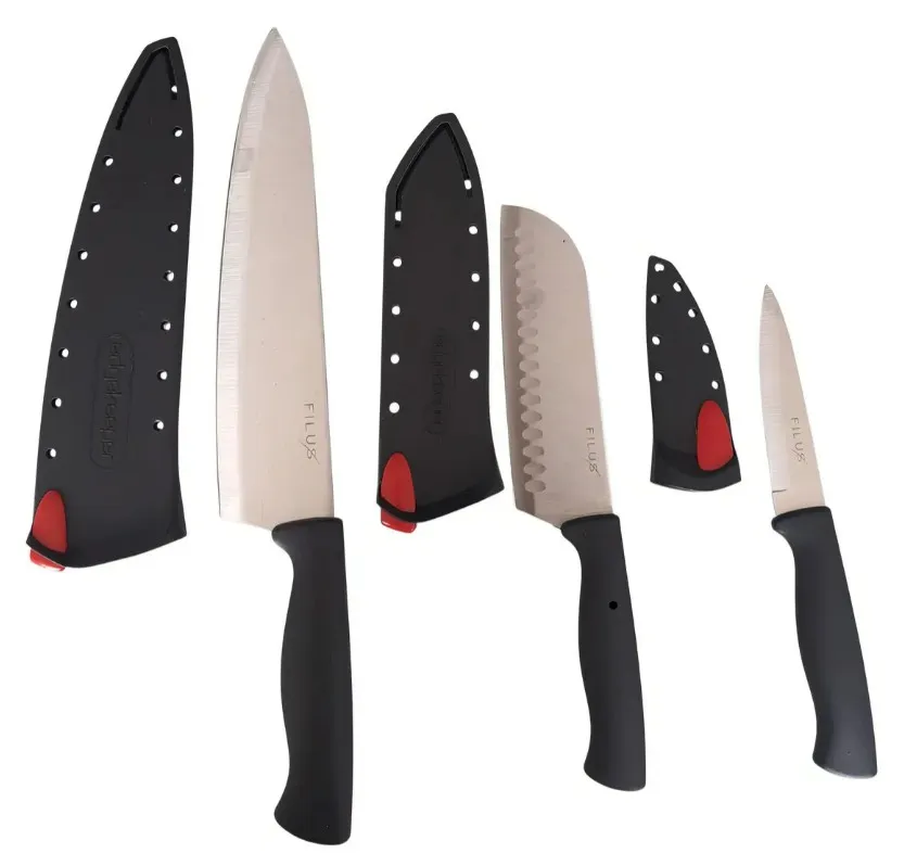 [Cuchillos Filus] Set Profesional De 3 Cuchillos Autoafilables