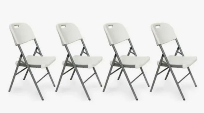 Paquete 4 sillas plegables plastico blancas