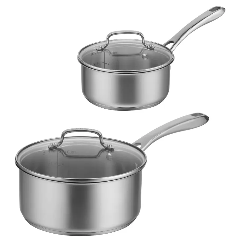 Juego cazos acero inox con tapa