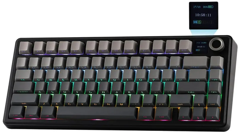 Teclado Mecánico Inalámbrico con Pantalla TFT y Perilla, Teclado de Junta en Distribución